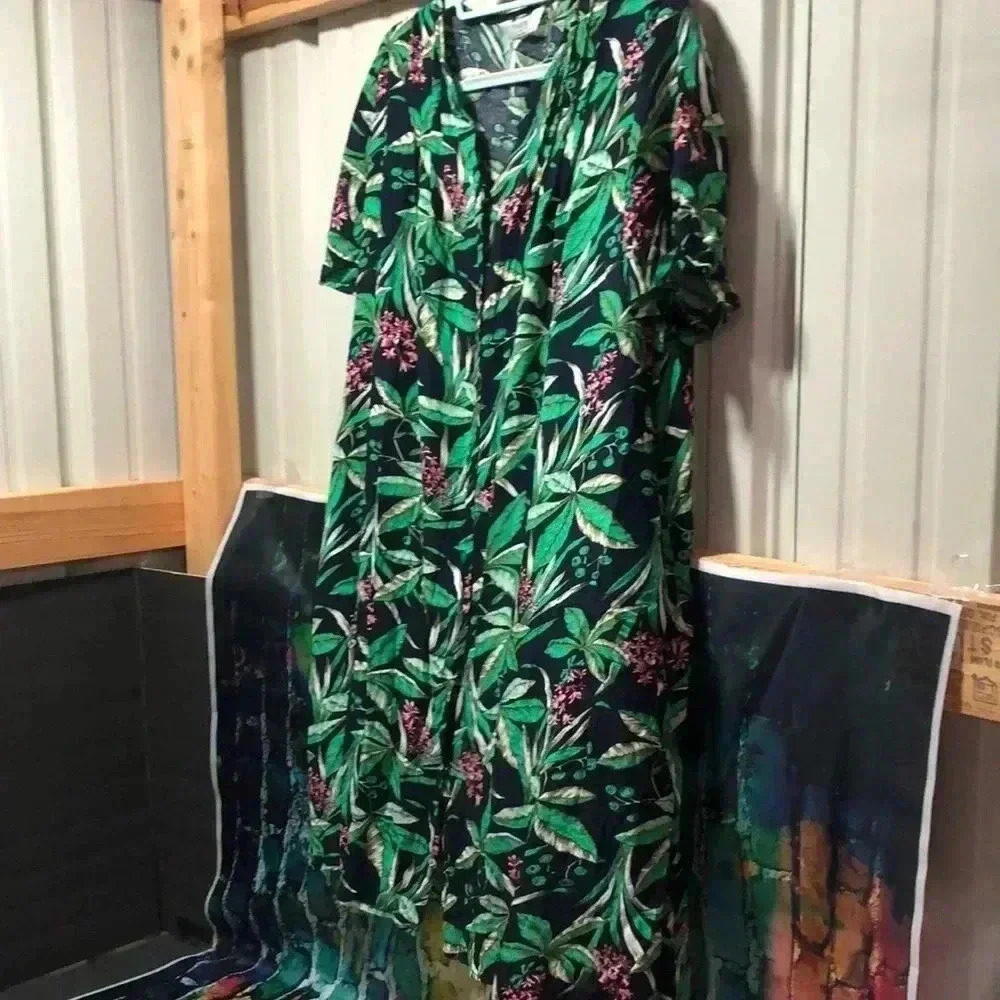 Yozly XL snap button swimsuit cover tropical